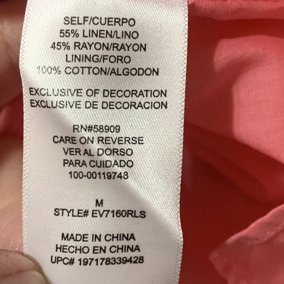 Every‎ Dress Womens Medium Pink Linen Rayon Tie Back Puff Sleeve Boho Babydoll - Picture 8 of 11